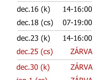 ÜGYFÉLSZOLGÁLATI NYITVATARTÁS VÁLTOZÁS!